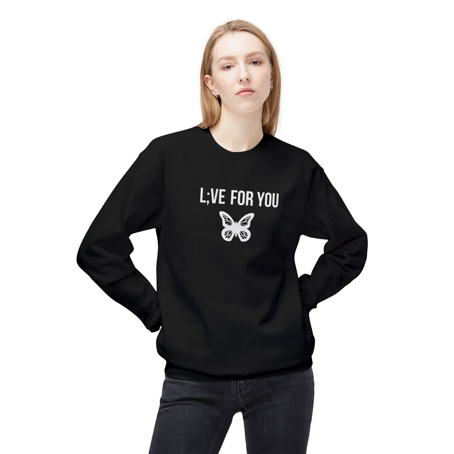 L;VE For You Butterfly Crewneck Sweatshirt