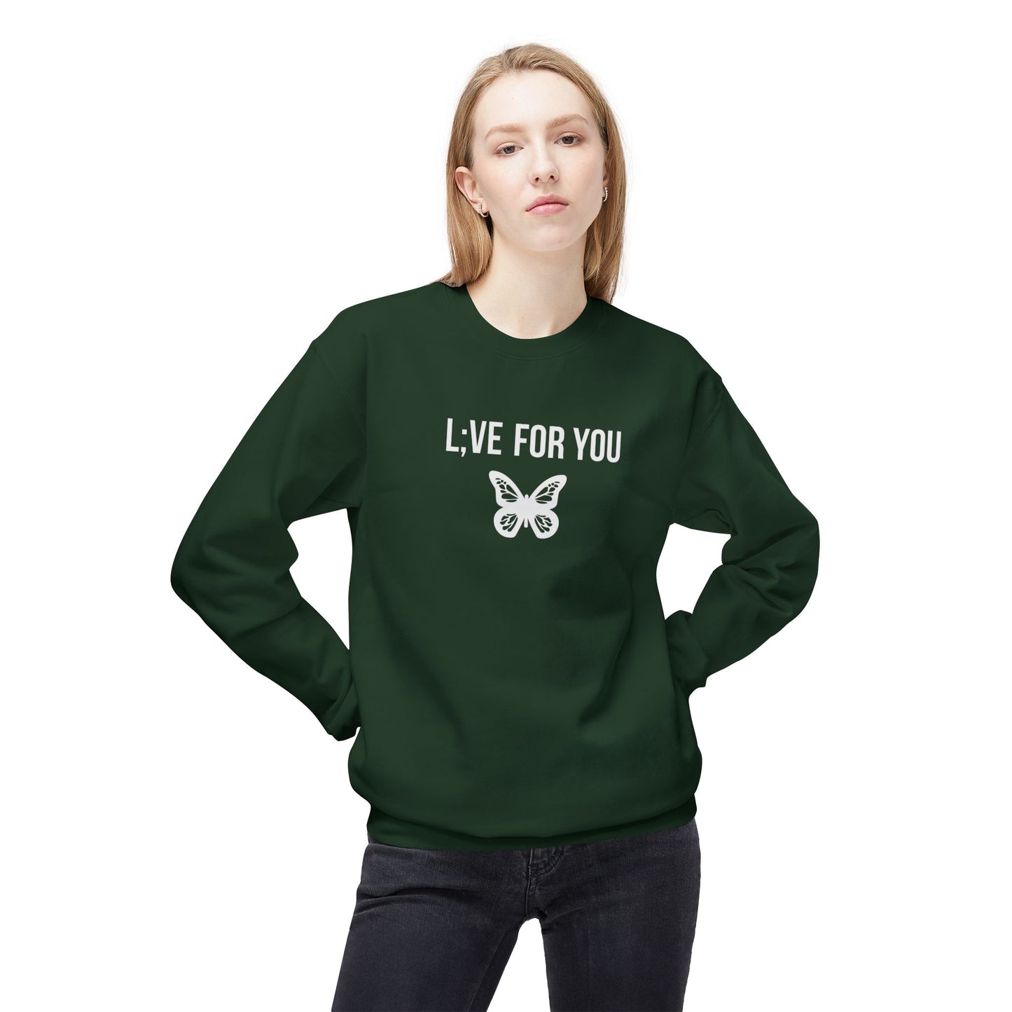 L;VE For You Butterfly Crewneck Sweatshirt