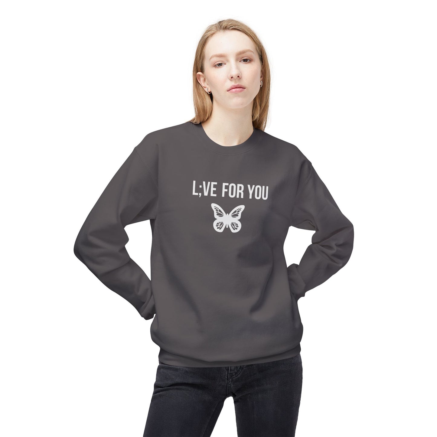 L;VE For You Butterfly Crewneck Sweatshirt