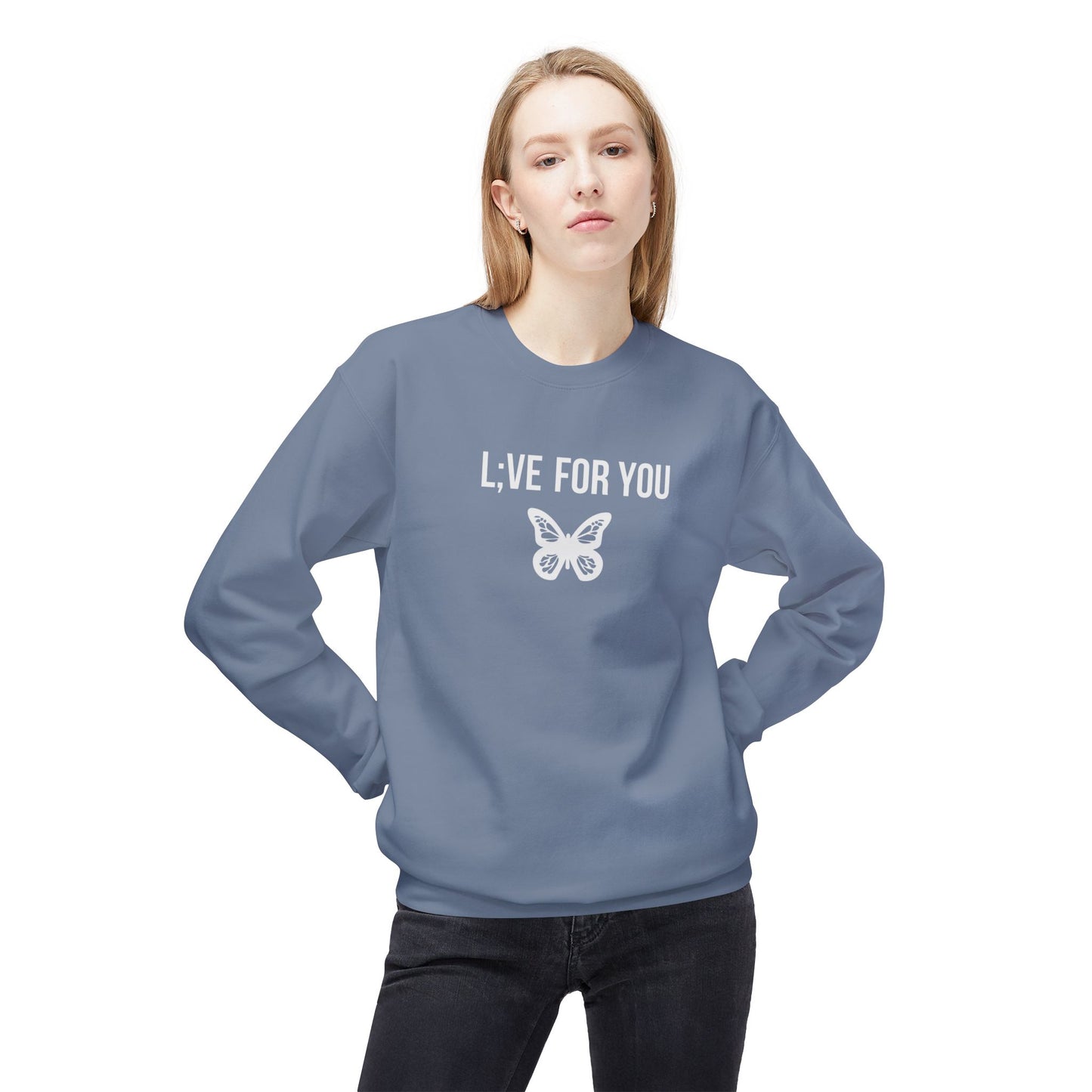 L;VE For You Butterfly Crewneck Sweatshirt