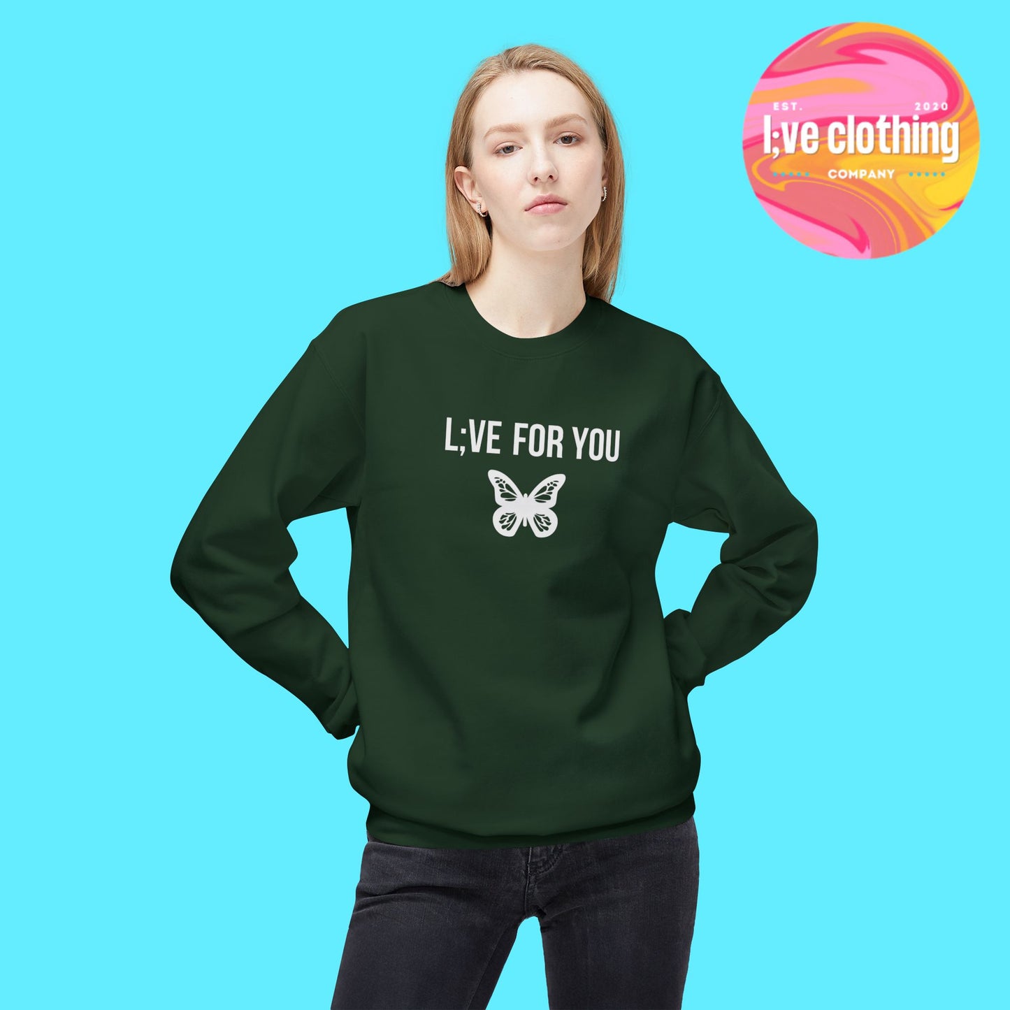 L;VE For You Butterfly Crewneck Sweatshirt