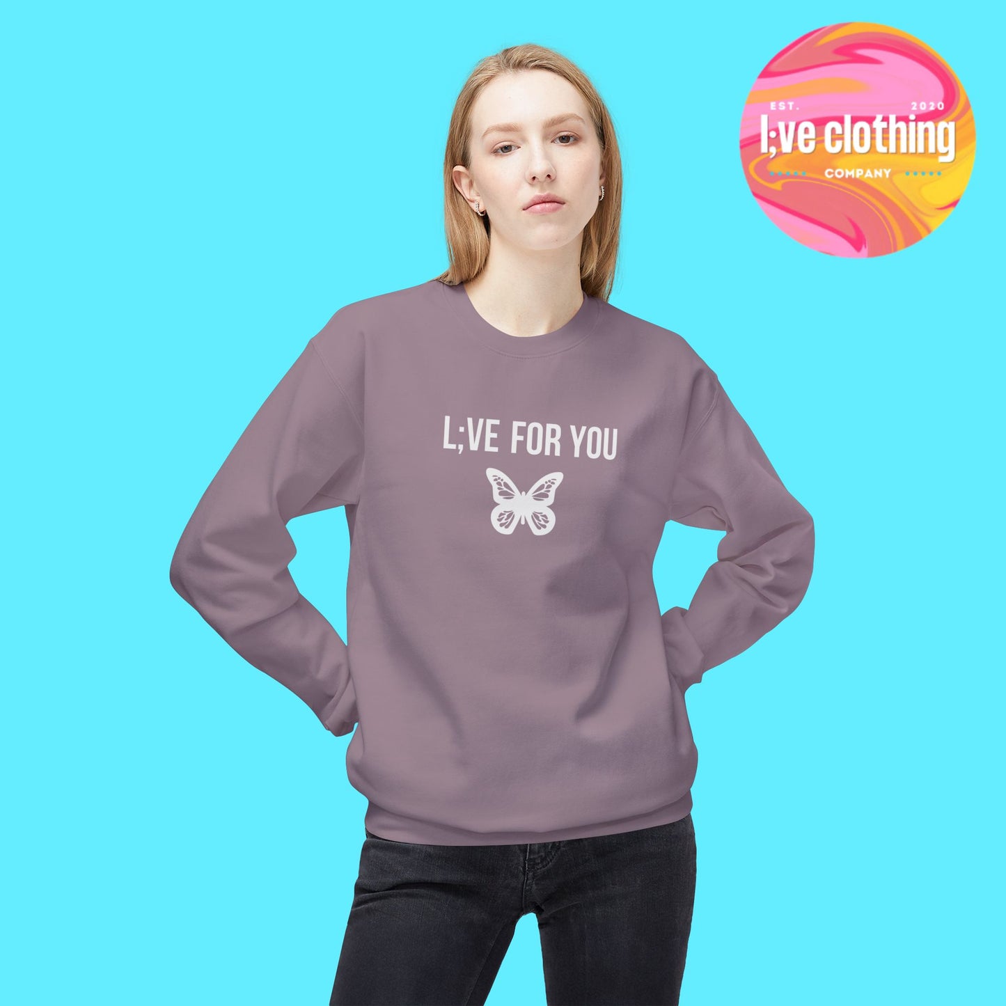 L;VE For You Butterfly Crewneck Sweatshirt