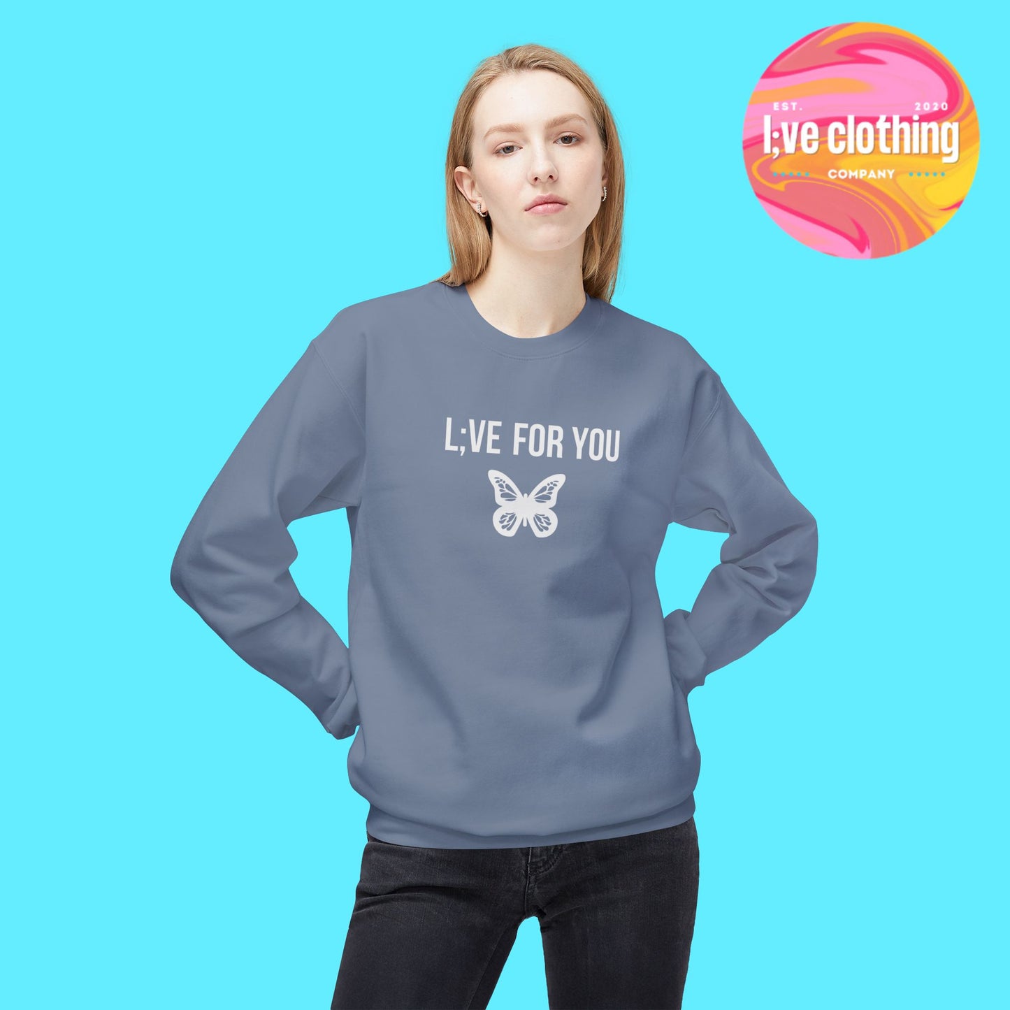 L;VE For You Butterfly Crewneck Sweatshirt