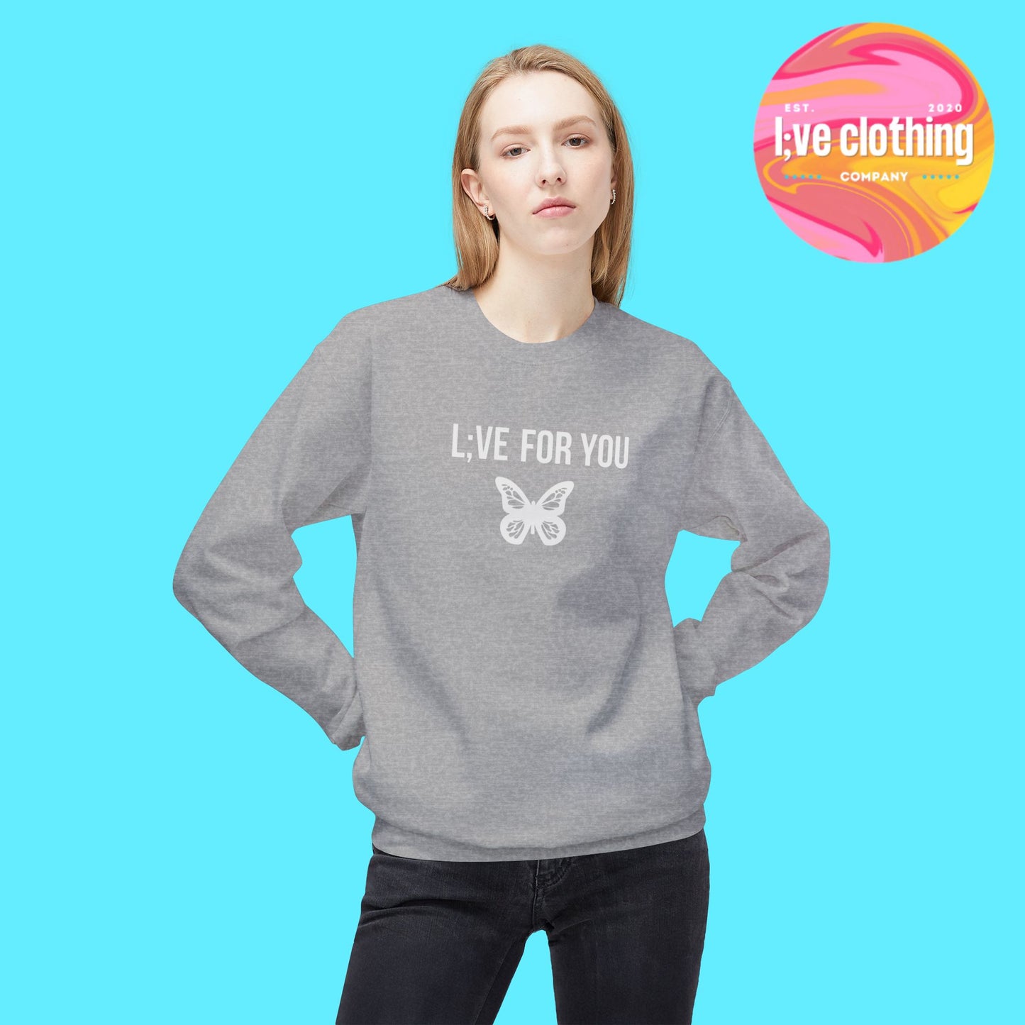 L;VE For You Butterfly Crewneck Sweatshirt