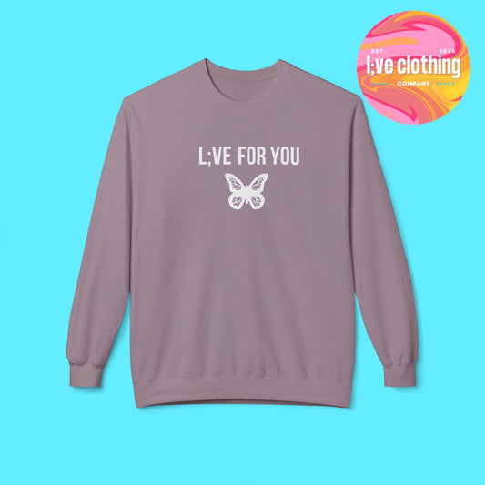 L;VE For You Butterfly Crewneck Sweatshirt