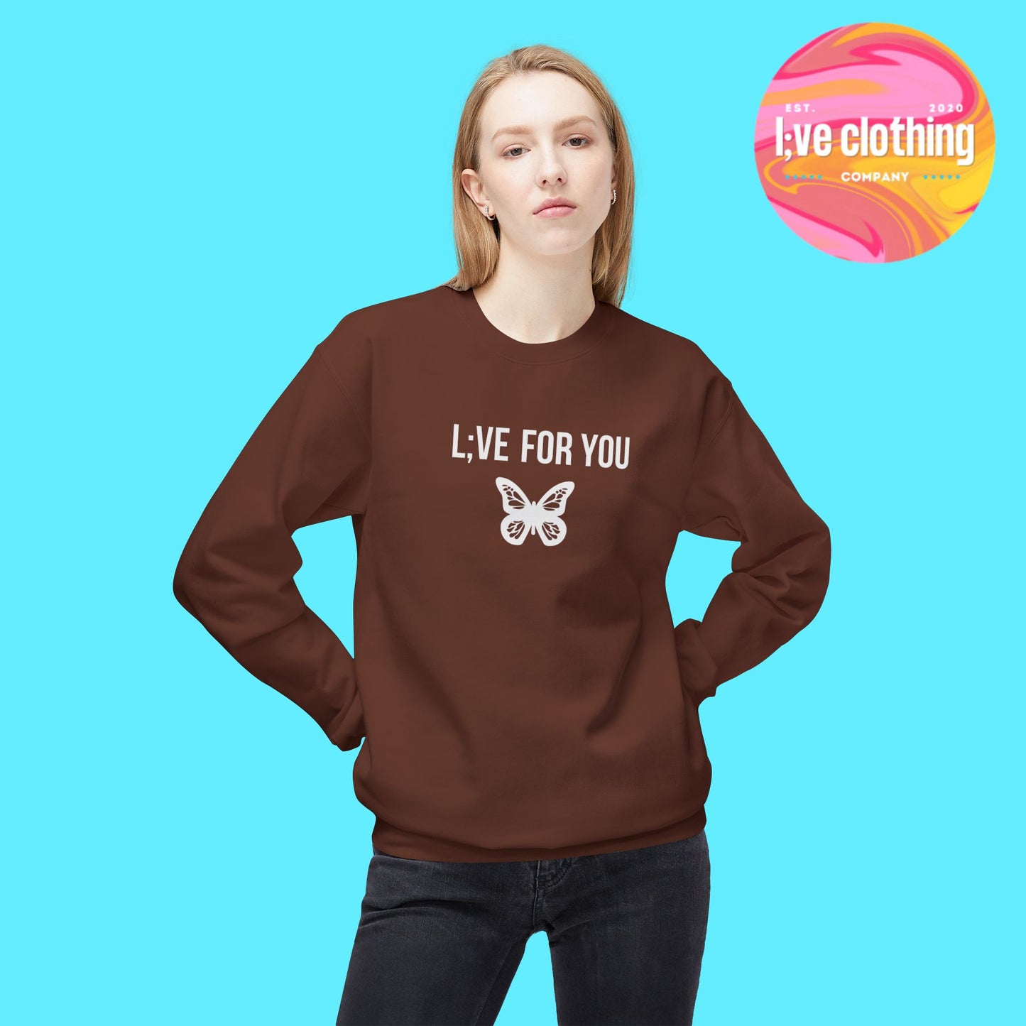 L;VE For You Butterfly Crewneck Sweatshirt