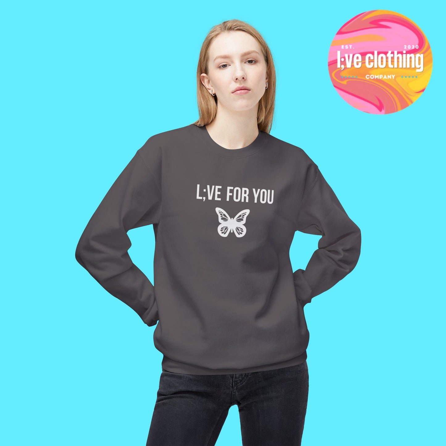L;VE For You Butterfly Crewneck Sweatshirt