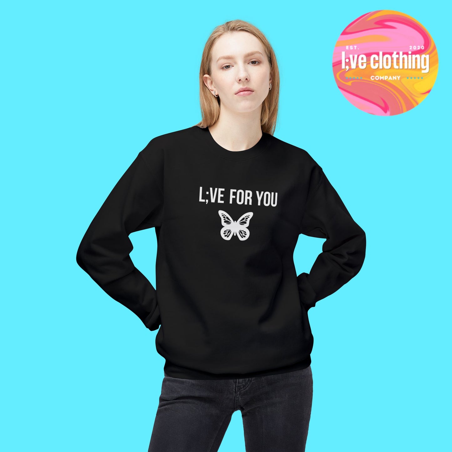 L;VE For You Butterfly Crewneck Sweatshirt